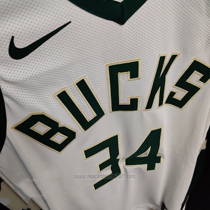 Camiseta Milwaukee Bucks Giannis Antetokounmpo #34 Association Autentico Blanco